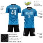 Fußball Sublimation Licht Custom Weiß-Schwarz Uniform Jersey Blau