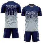 Silber Trikot Uniform Navy-Weiß Sublimation Custom Fußball