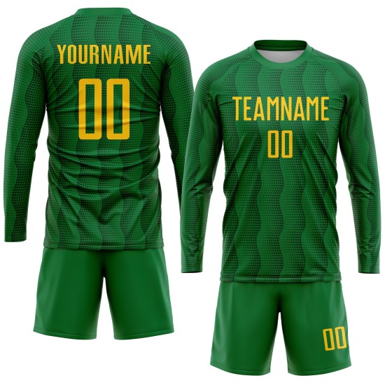 Fußballuniform Gold Grün Trikot Kelly Sublimation Custom