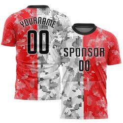 Jersey Sublimation Custom Rot Schwarz-Weiß Fußballuniform