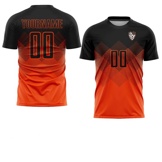 Spencer Soccer Orange Schwarz Jersey Square Custom Club Sublimation Gradient Uniform Form