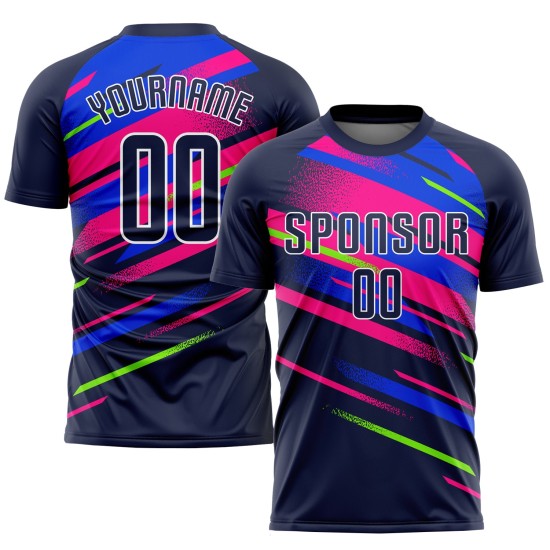 Fußball Figur Trikot Sublimation Custom Royal-Pink Uniform Navy