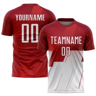Fußball Sublimation Rot Custom Weiß Uniform Trikot