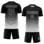 Verblassen Weiß Nadelstreifen Benutzerdefinierte Schwarz Uniform Sublimation Fußball Jersey Mode