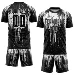 Uniform Trikot Schwarz Fußball Sublimation Weiß Custom