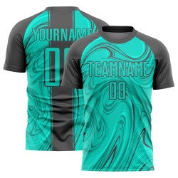 Jersey Sublimation Fußball Abstrakt Aqua Custom Grau Stahl Uniform Flüssigkeit