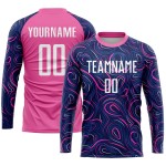 Fußballtrikot Weiß-Rosa Sublimation Navy Uniform Custom