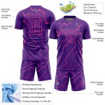 Benutzerdefinierte Lila Sublimation Rosa Uniform Lightning Fußballtrikot