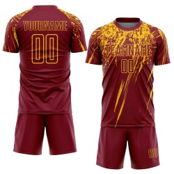 Gelbe Uniform Custom Sublimation Crimson Fußballtrikot