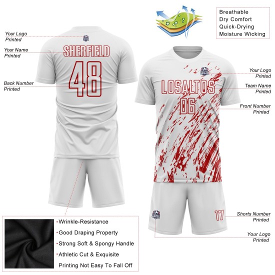 Trikot Rot Fußball Uniform Sublimation Weiß Custom