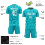 Jersey Fußball Weiß Benutzerdefinierte Uniform Sublimation Aqua