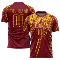 Gelbe Uniform Custom Sublimation Crimson Fußballtrikot