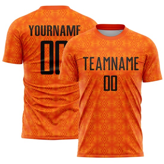 Jersey Orange Black-Bay Custom Shapes Fußball Geometrische Sublimation Uniform Orange