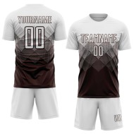 Benutzerdefinierte weiße Fußball-Trikot Uniform Sublimation braun
