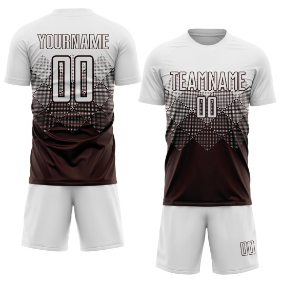 Benutzerdefinierte weiße Fußball-Trikot Uniform Sublimation braun