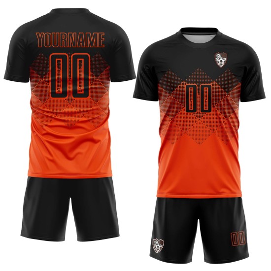 Spencer Soccer Orange Schwarz Jersey Square Custom Club Sublimation Gradient Uniform Form