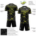 Gelbes Fußballuniform-Trikot, individuell, schwarz, Sublimation, Neon