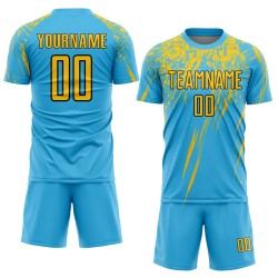 Trikot Blau Sublimation Uniform Custom Gelb-Schwarz Fußball Himmel