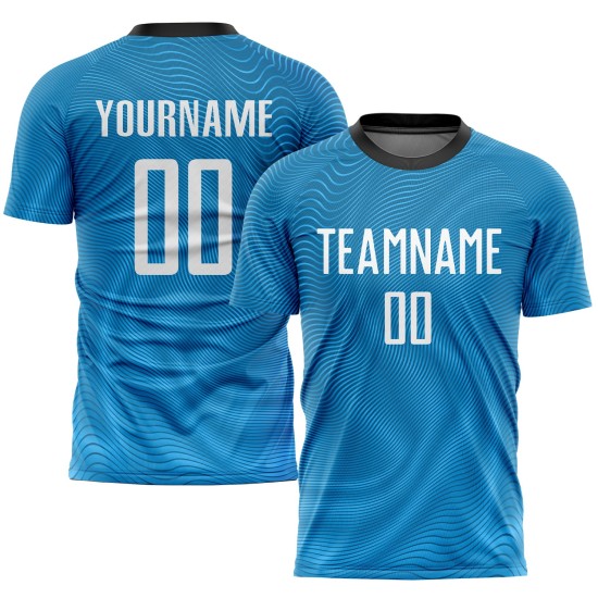 Fußball Sublimation Licht Custom Weiß-Schwarz Uniform Jersey Blau