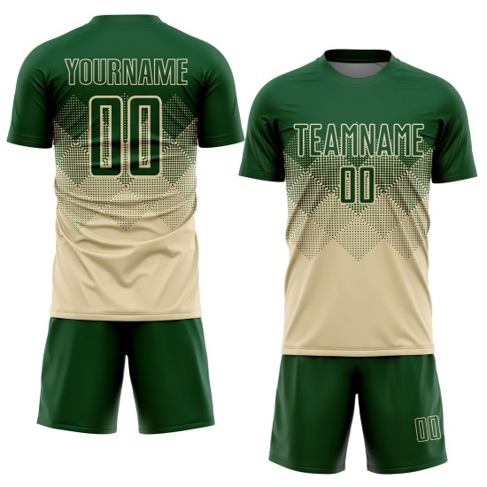Sublimation Fußball Creme Grün Jersey Custom Uniform