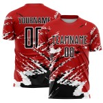 Sublimation Custom Abstrakte Fußball Uniform Rot Schwarz-Weiß Fragment Art Splash Jersey