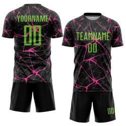 Fußball Sublimation Uniform Schwarz Grün-Pink Custom Jersey Neon