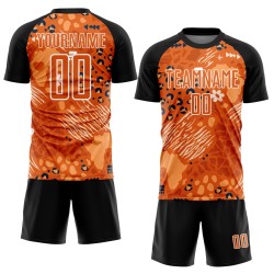 Uniform Jersey Orange Custom Bay Afrikanische Muster Sublimation Fußball Orange-Schwarz